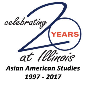 The 20th anniversary logo for Asian American Studies. Text reads "Celebrating 20 years at Illinois. Asian American Studies 1997 - 2017"