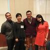 An image of the award recipients and Dr. Soo Ah Kwon. Left to right: Mike Atienza, Soo Ah Kwon, Mark Sanchez, Ga Young Chung